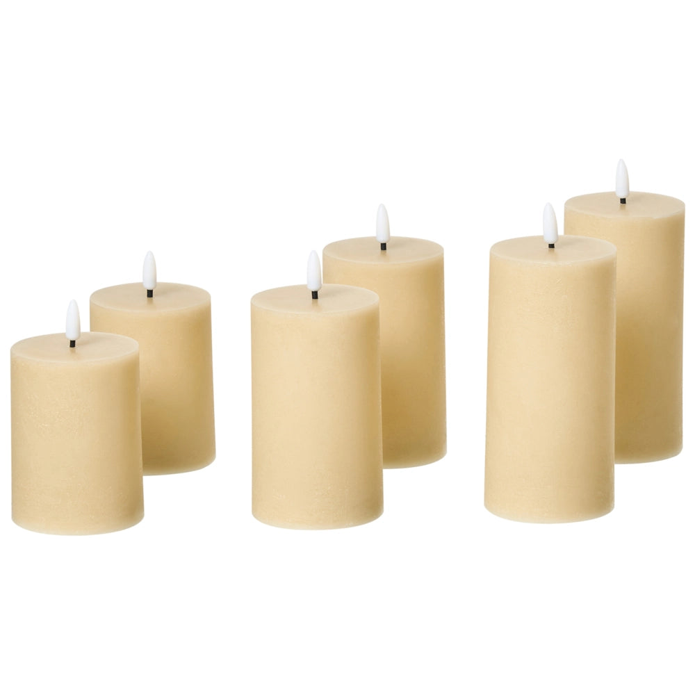 Set di 6 decorazioni a LED Candele di plastica di paraffina beige Accessorio stagionale Decorazione per la casa con luci