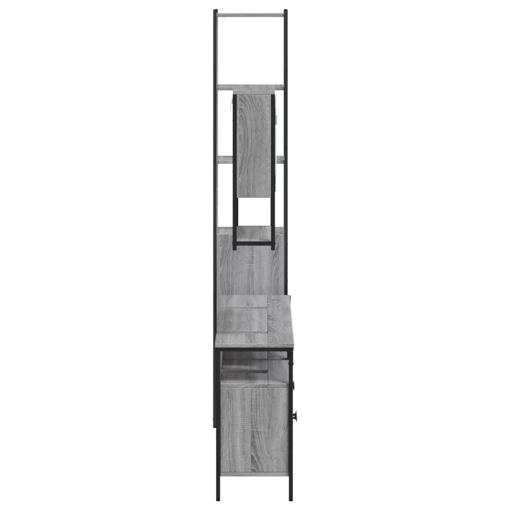 Set Mobili da Bagno | Armadio da bagno 4 pz Grigio Sonoma in Legno Multistrato