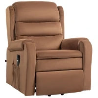 Poltrona Alzapersona Reclinabile a 160° con Poggiapiedi e Telecomando, in Velluto, 85x88x109 cm, Marrone