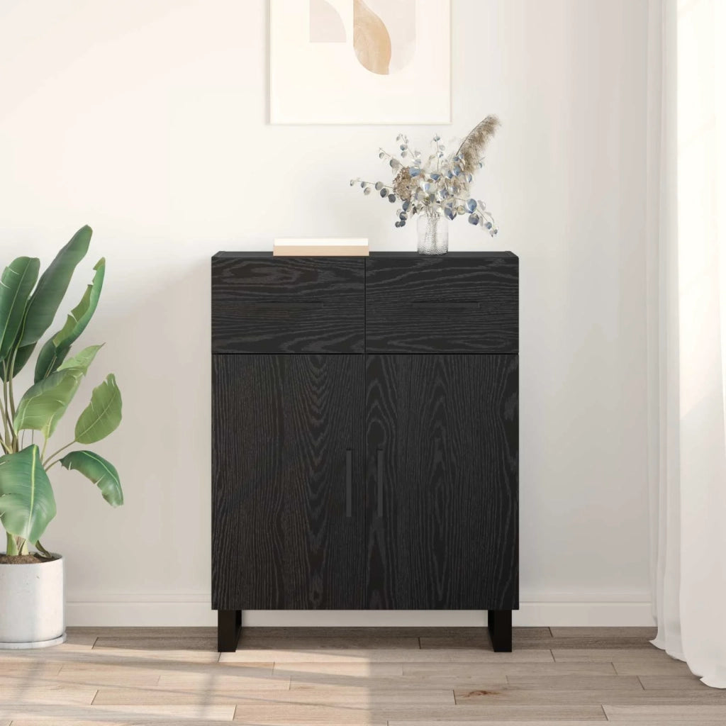 Credenza | Madia | Buffet da pranzo | Armadio da pranzo Rovere Nero 69,5 x 34 x 90 cm Legno multistrato