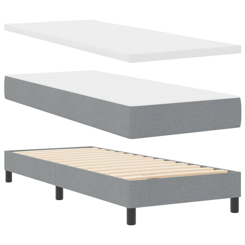 Letto a Molle con Materasso Grigio Chiaro 80x200 cm Tessuto
