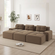 Divano Angolare Modulare 3 Posti con Pouf ¨C Xylo ¨C Velluto a Coste Marrone