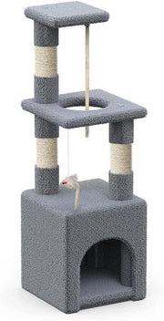 Casa per Gatti con Piattaforma e Grotta - Krabpaal Stabile per Gatti - Altezza 88 cm - Grigio