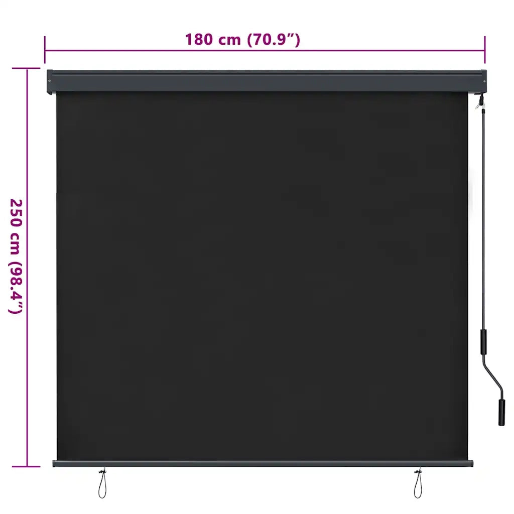 Tenda a rullo-Tenda avvolgibile Antracite 180 x 250 cm Tessuto e Alluminio