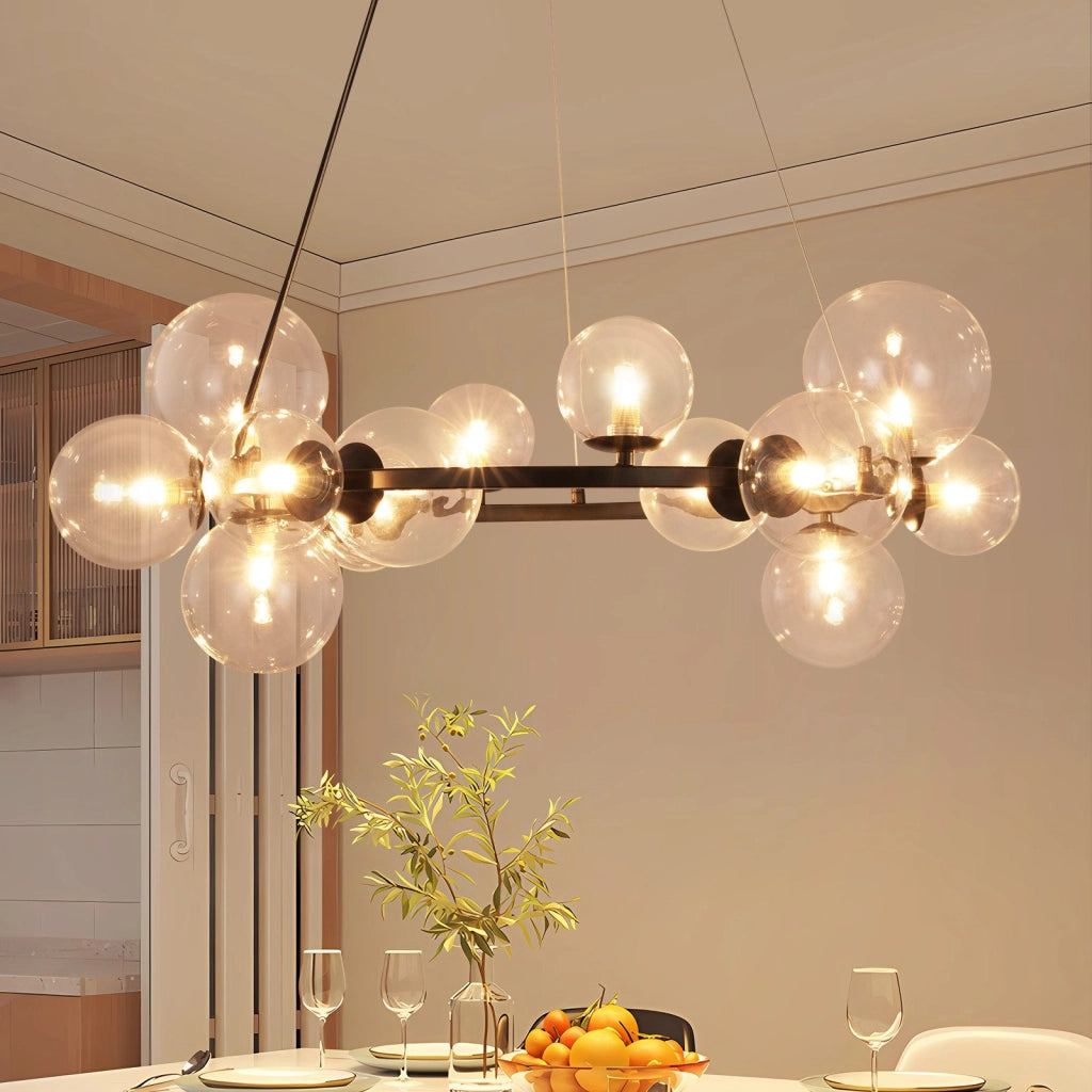 Lampada a sospensione ZMH moderna per sala da pranzo 14 fiamme lampadario G9 con sfera in vetro