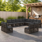 Set Divano da Giardino 13 pz Grigio polyrattan 3436169