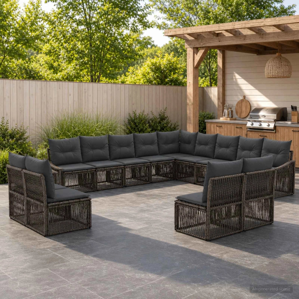Set Divano da Giardino 13 pz Grigio polyrattan 3436169
