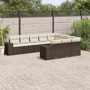 Set Divani da Giardino 10pz con Cuscini in Polyrattan Marrone 3255430