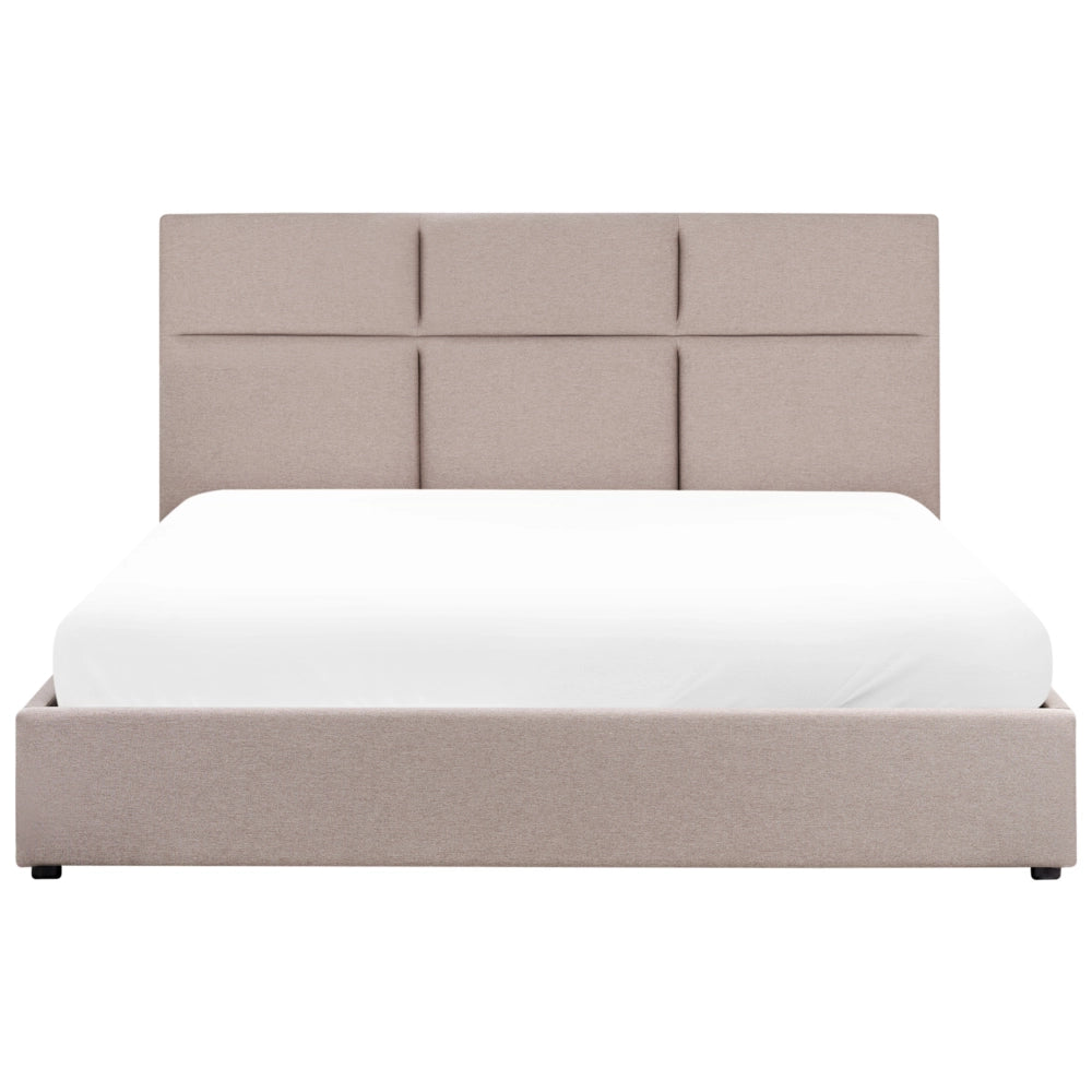 Letto ottomano Taupe Poliestere Rivestito 180 x 200 cm con Storage e Testata Mobili da Camera da Letto