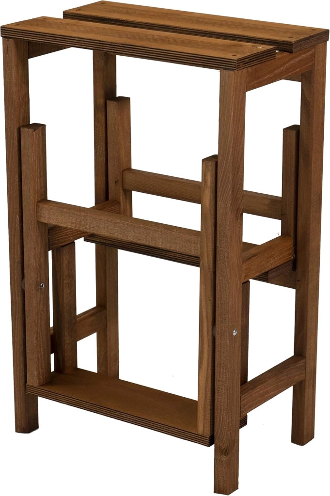 Scaletta 3 Gradini Legno Sgabello pieghevole legno Di Faggio Salvaspazio noce Tomaino