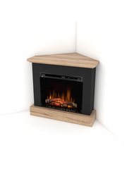 Caminetto Elettrico Angolare da pavimento A Libera Installazione 28' Nero-Rovere chiaro - YUKON