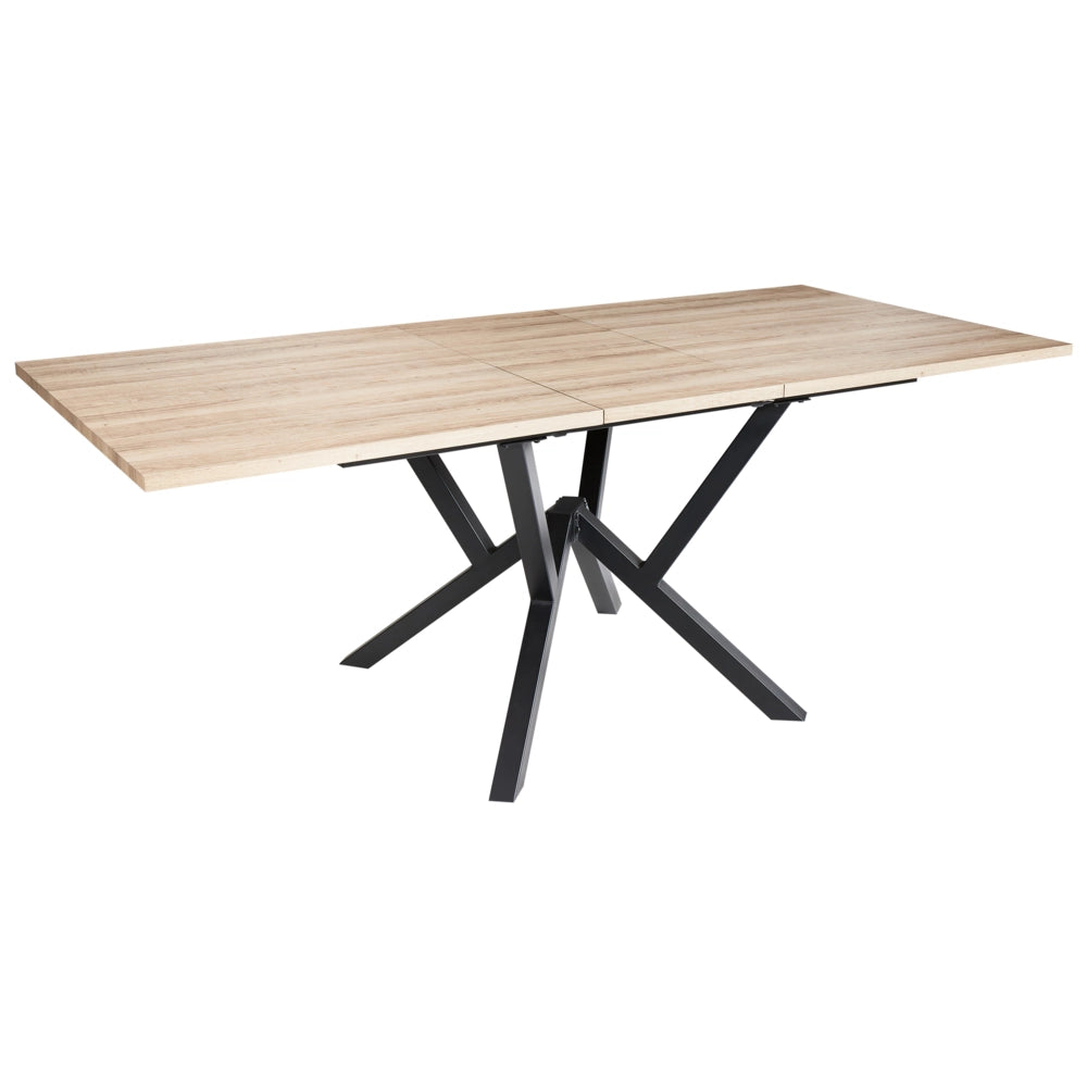 Tavolo da pranzo allungabile 160/200 x 90 cm marrone chiaro con piano in MDF e gambe in metallo in stile industriale moderno