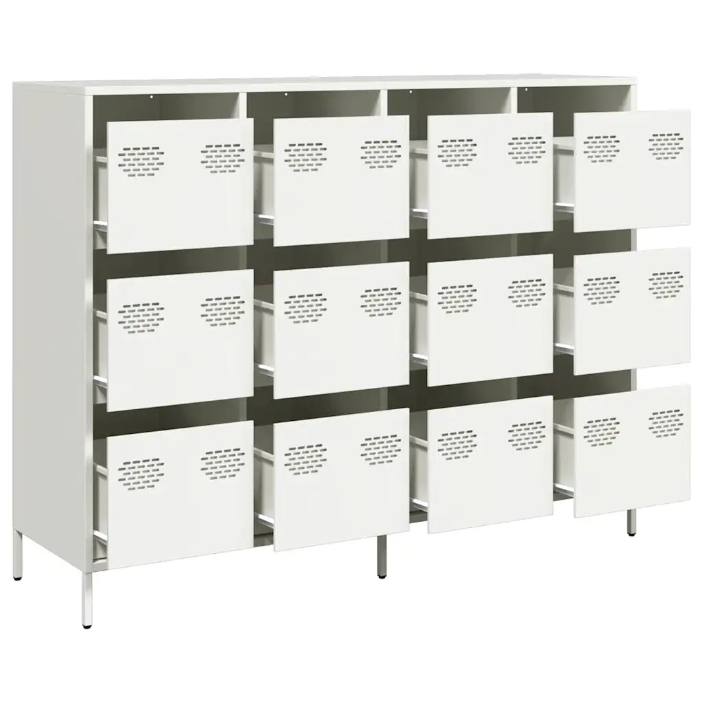 Credenza Bianca 135x39x103,5 cm in Acciaio Laminato a Freddo 3307178