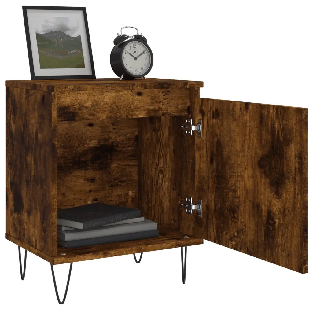 Comodino Rovere Fumo 40x30x50 cm in Legno Multistrato 826838