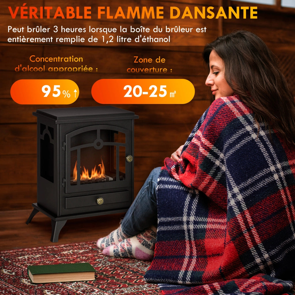 Camino Bioetanolo da Terra ¨C Xylo ¨C Serbatoio 1,2L, 3h Autonomia, 45x28x54cm, Acciaio Nero