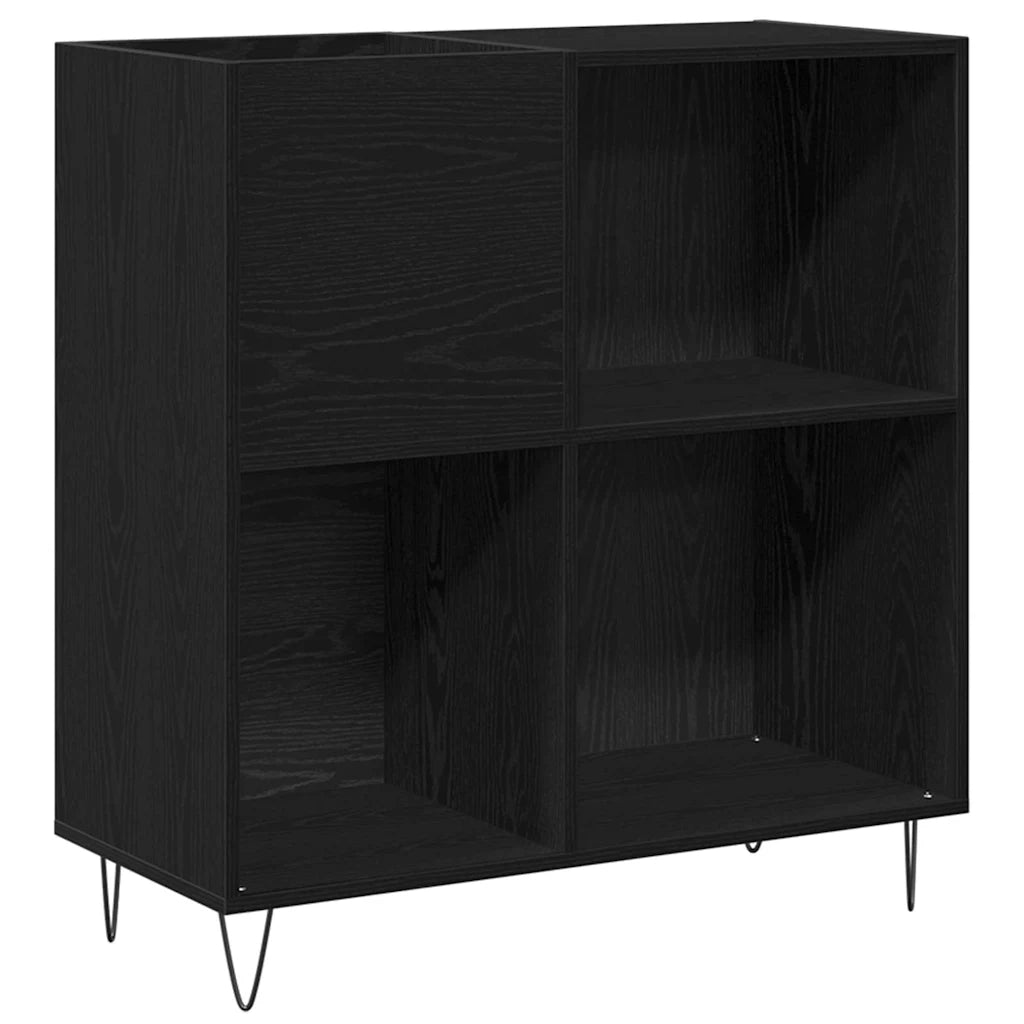 Mobile porta vinili con lo scaffale Rovere Nero 85 x 38 x 89 cm 862913