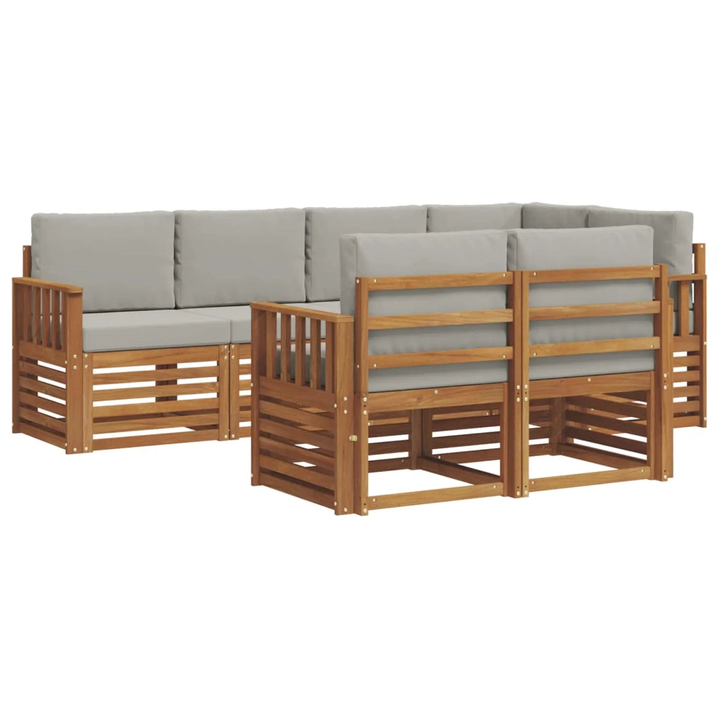 Set divano sezionale con cuscino 7 pcs Grigio Naturale e Chiaro 3374961