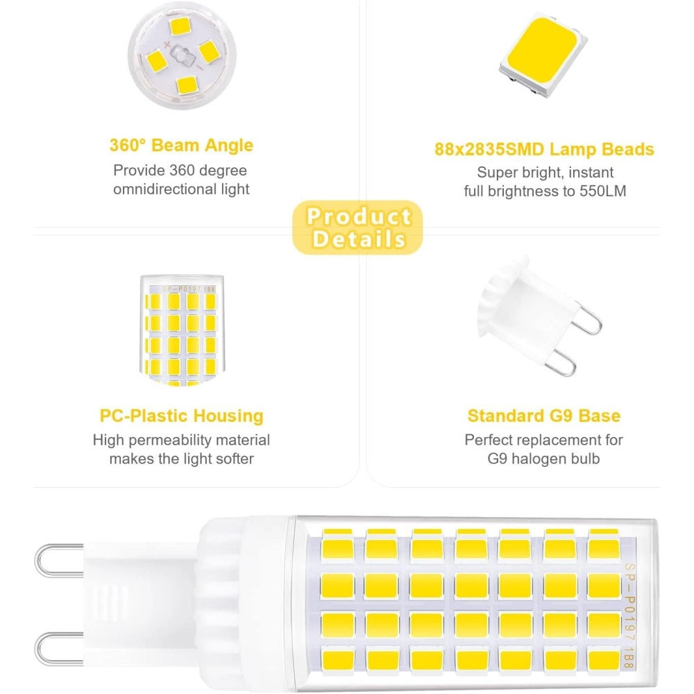 Trade Shop - Lampadina Faretto 5w Led 72 Smd 2835 Attacco G9 Luce Bianca Fredda Calda 220v - -bianco Freddo      -