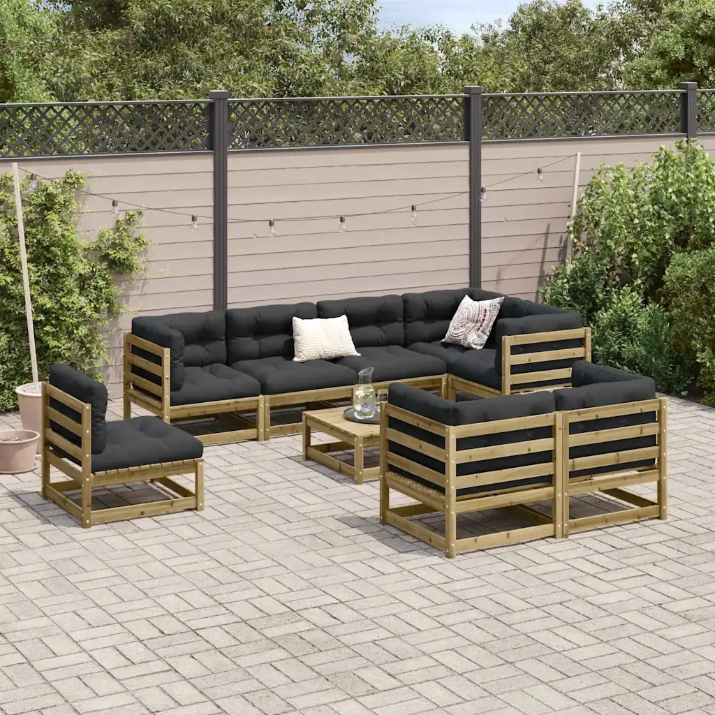 Set Divani da Giardino 9 pz in Legno Impregnato di Pino 3299511