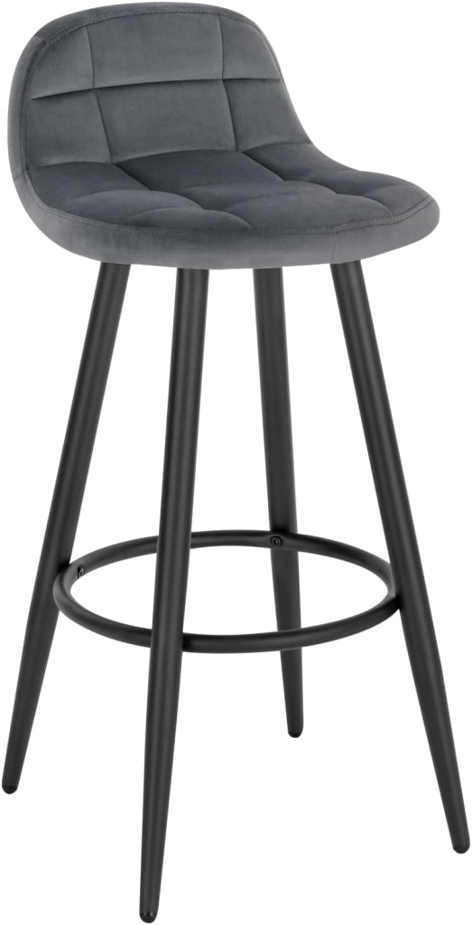 WOLTU Sgabello da Bar Moderno, Sedia Alta da Cucina con Schienale e Poggiapiedi, Seduta Imbottita, Sgabello in Velluto e Metallo, Altezza Seduta 70cm, Grigio Scuro BH364dgr-1