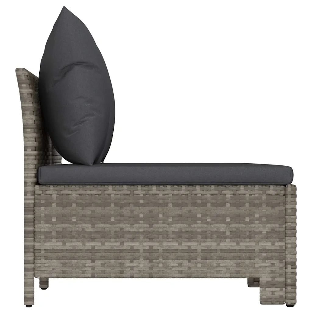 Set da giardino 3 pezzi con cuscini grigio in polyrattan 362692