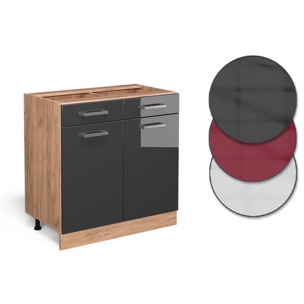 Vicco Mobiletto base per cucina Antracite lucido 80 cm senza piano di lavoro