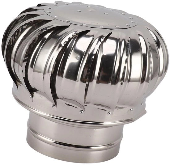 Ventilatore a camino in acciaio inossidabile con cappuccio rotante e design di vite a goccia