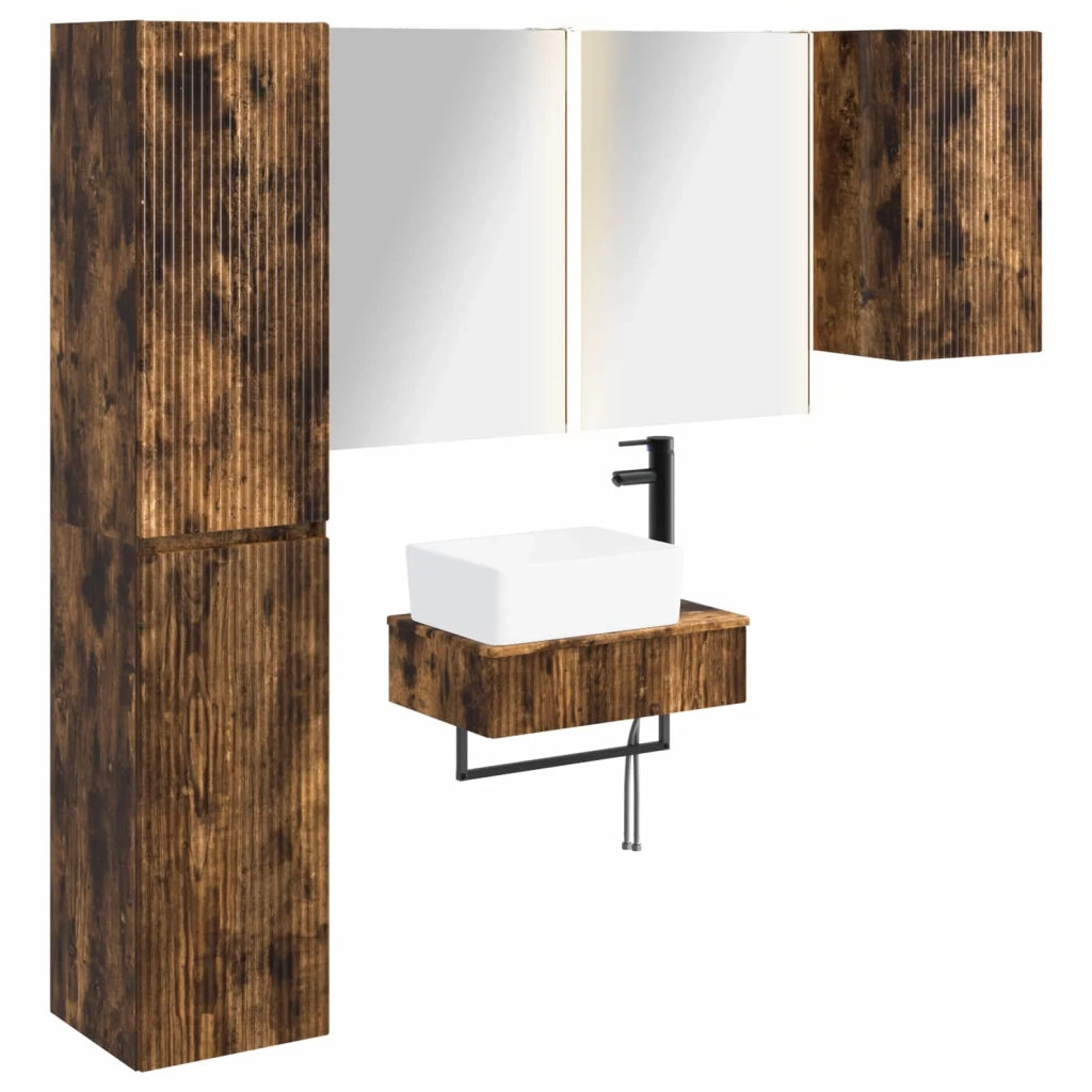 Set di mobili per il bagno 5 pcs Rovere Fumo 3407283