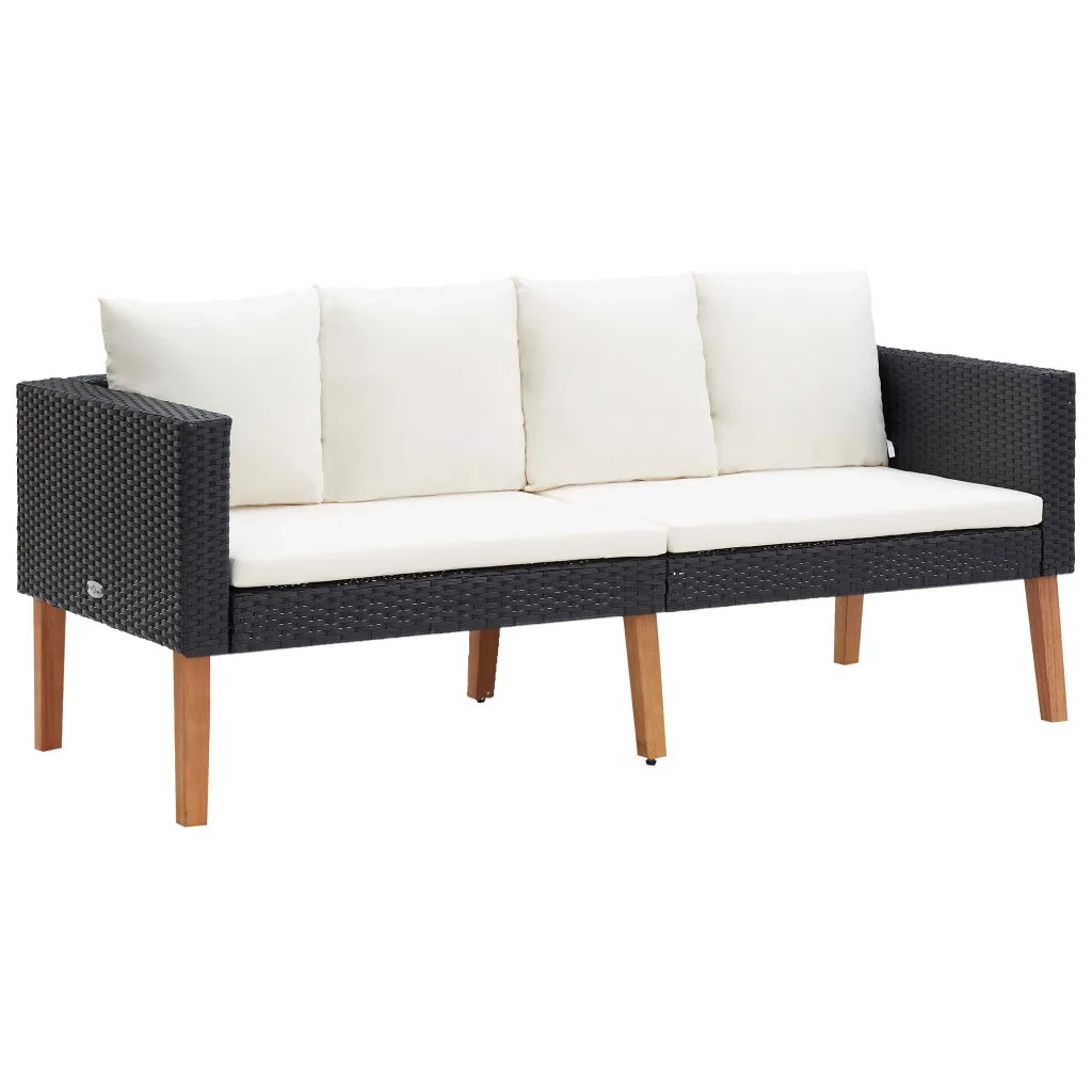 Set Divani da Giardino 2 pz con Cuscini in Polyrattan Nero