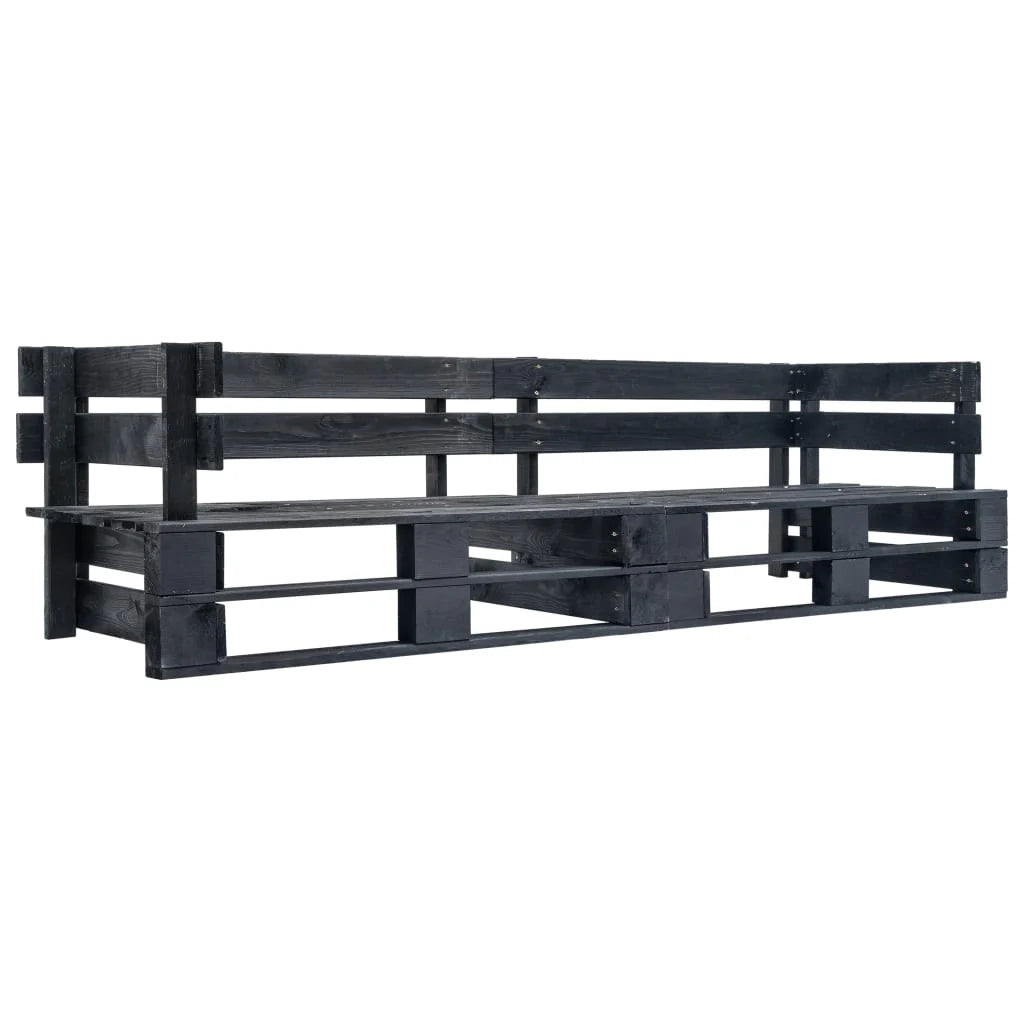 Divano da giardino in pallet a 2 posti in legno nero 02_0011865