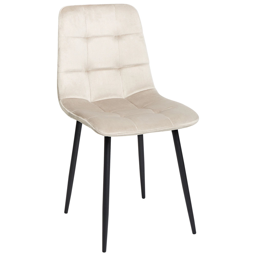 Set di 4 sedie da pranzo in velluto beige gambe in ferro stile moderno