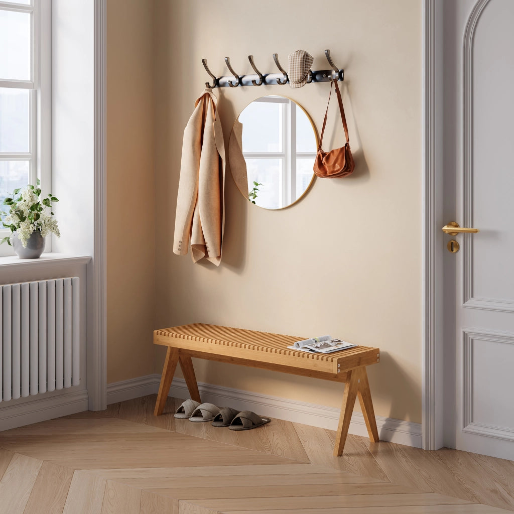 Panca da Scarpe Lasdarvoo Seduta in Bambù Naturale 120 x 35 x 45 cm [en.casa]
