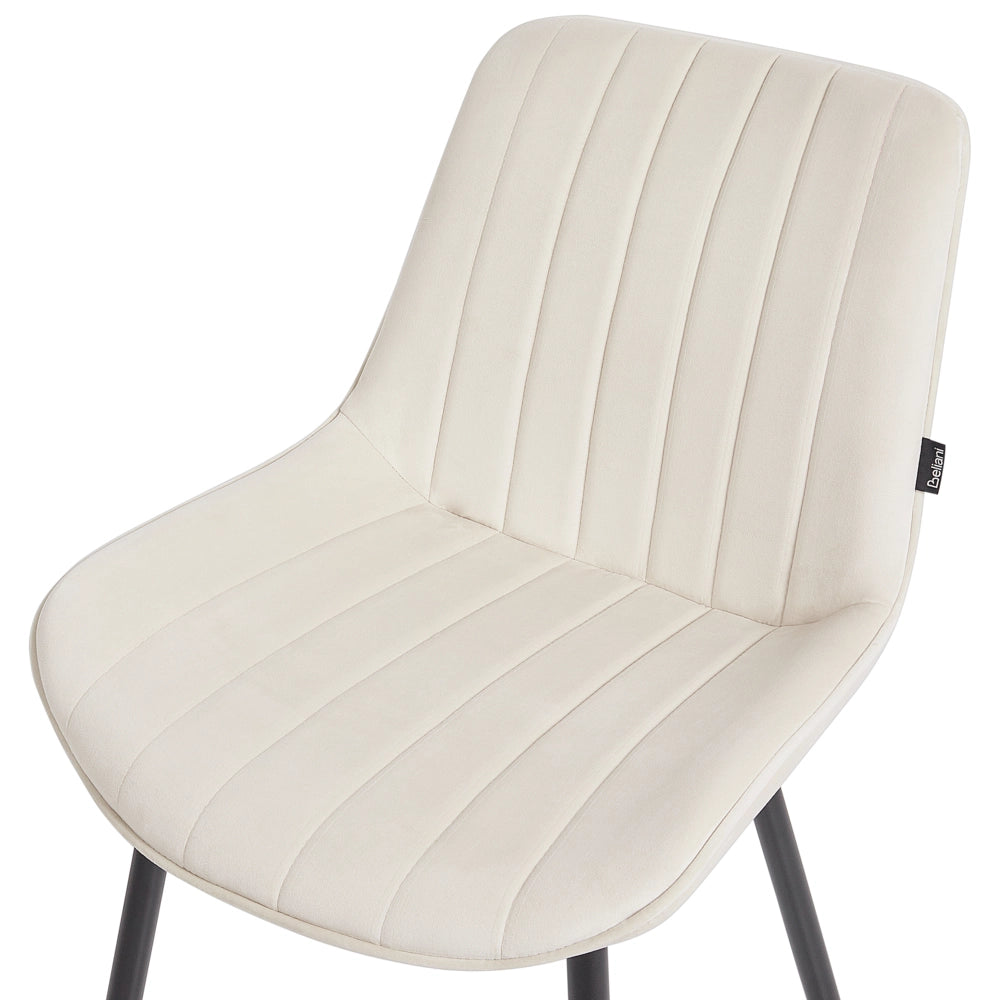 Set di 2 sedie da pranzo in velluto beige chiaro con gambe in acciaio nero senza braccioli set da pranzo salotto soggiorno moderno