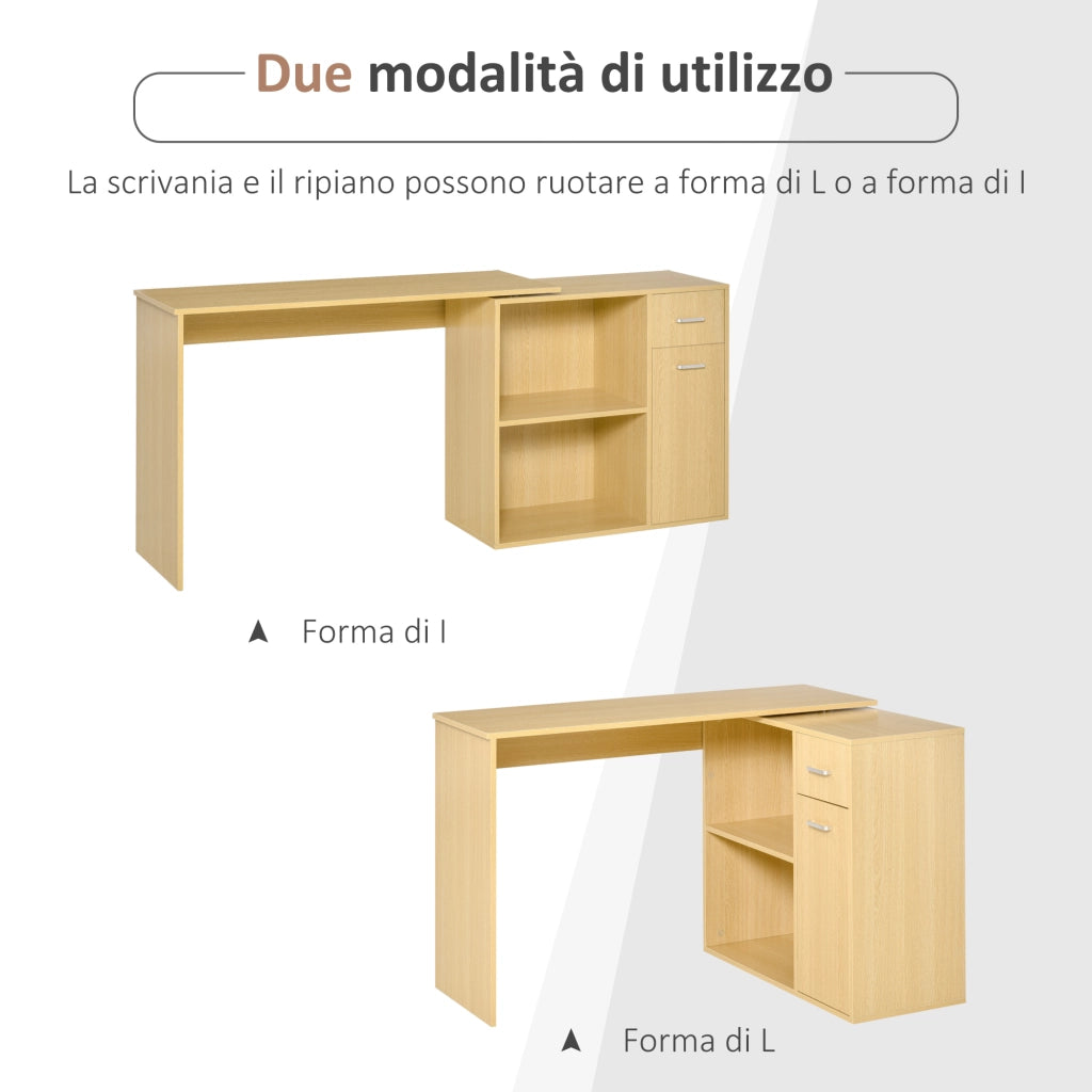 Scrivania per Computer con 2 Ripiani e 2 Cassetti ¨C Zephmum ¨C Rovere Legno 117x82x74 cm