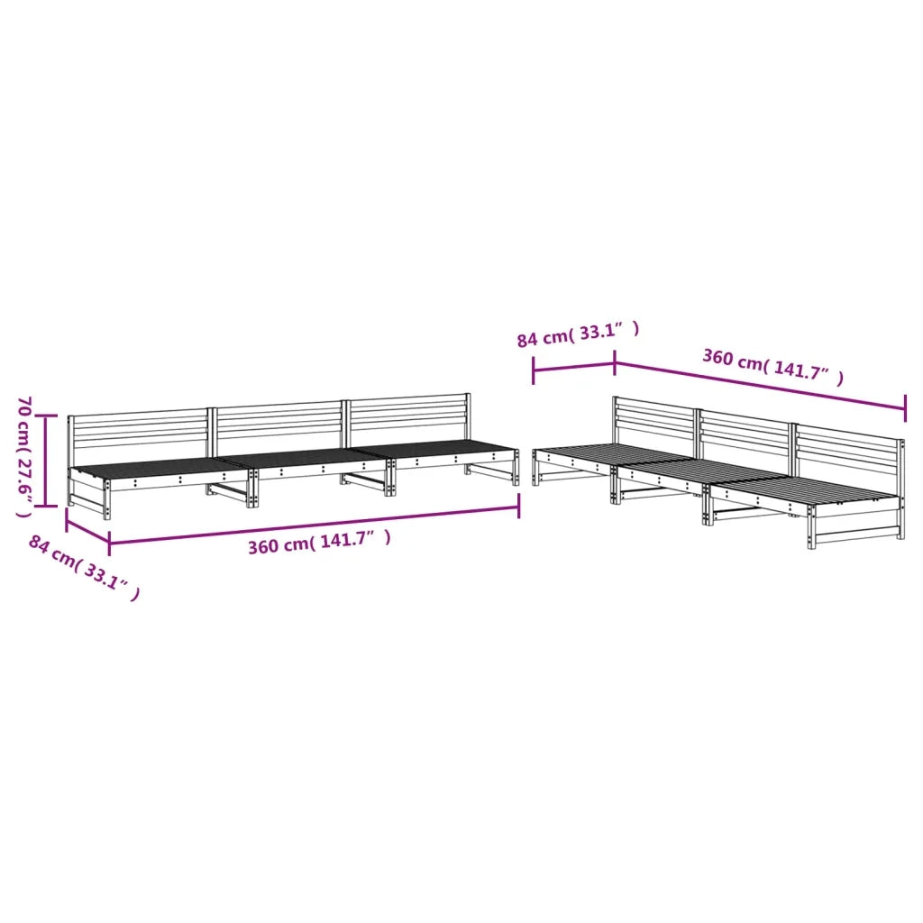 Set Salotto da Giardino 6 pz in Legno Massello di Pino 3186606