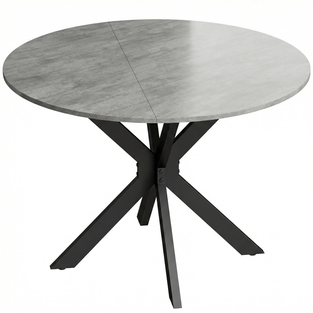 Tavolo Pieghevole 2-6 Persone Ø110x76 cm Ali Pieghevoli Struttura Acciaio Doppia X Grigio Cemento