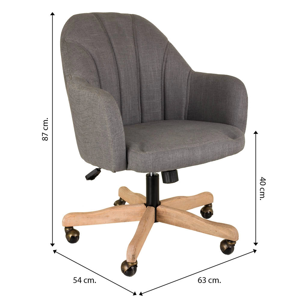 Sedia in legno e imbottita con ruote grigie 63x54x40/87h