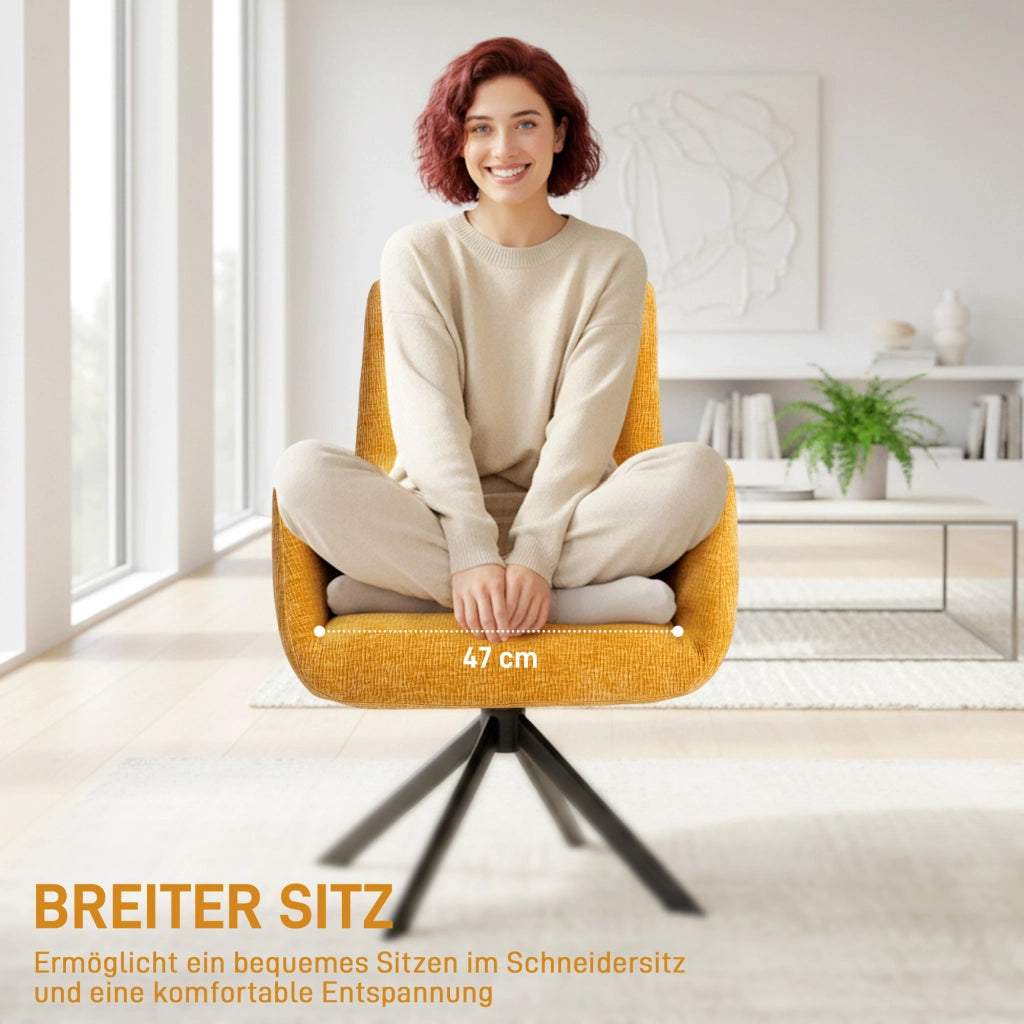 Poltrona girevole moderna ¨C Xylo ¨C tessuto giallo, fino a 120 kg