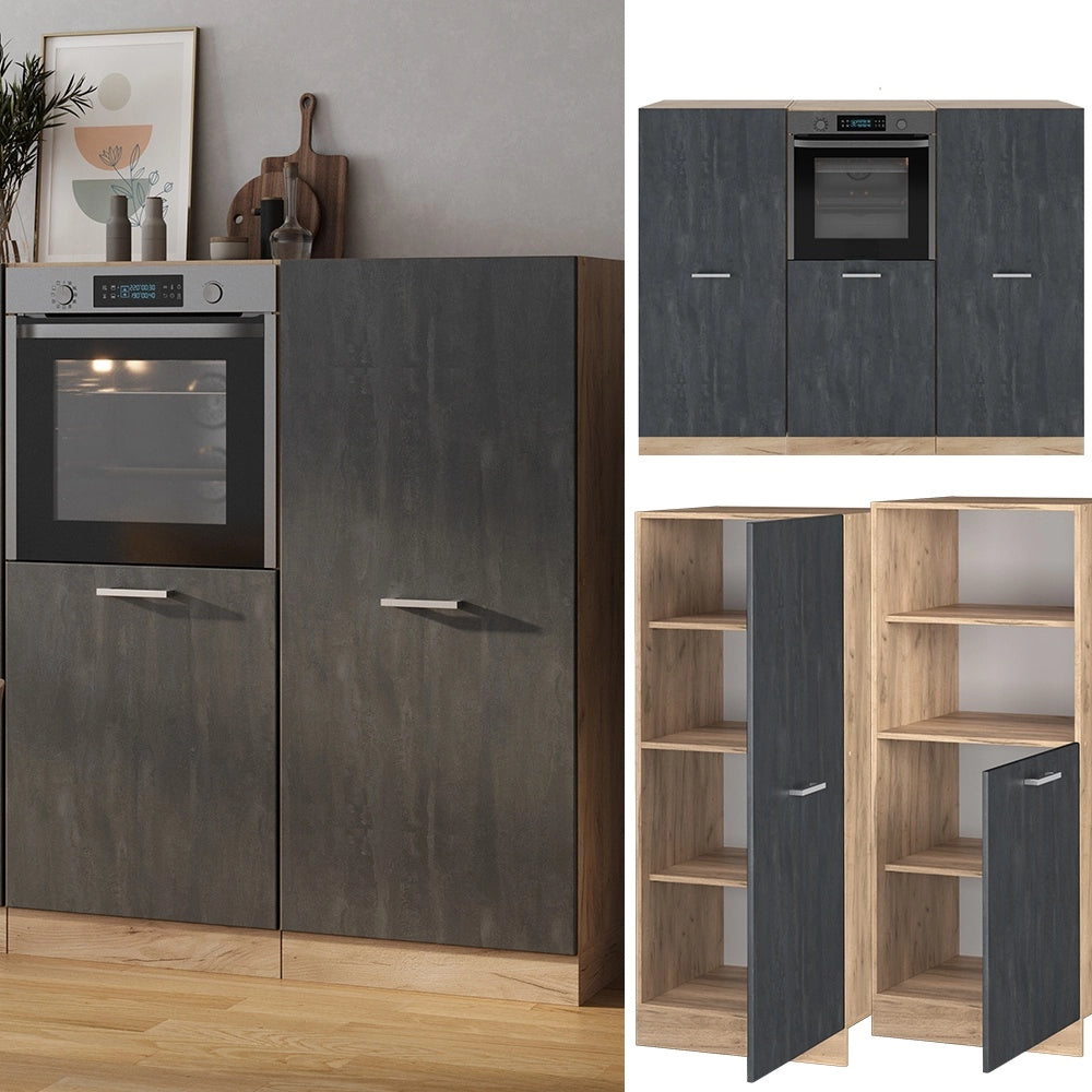 Cucine componibili piccole R-Line Calce nera/Rovere dorato 180 cm Senza piano di lavoro Vicco