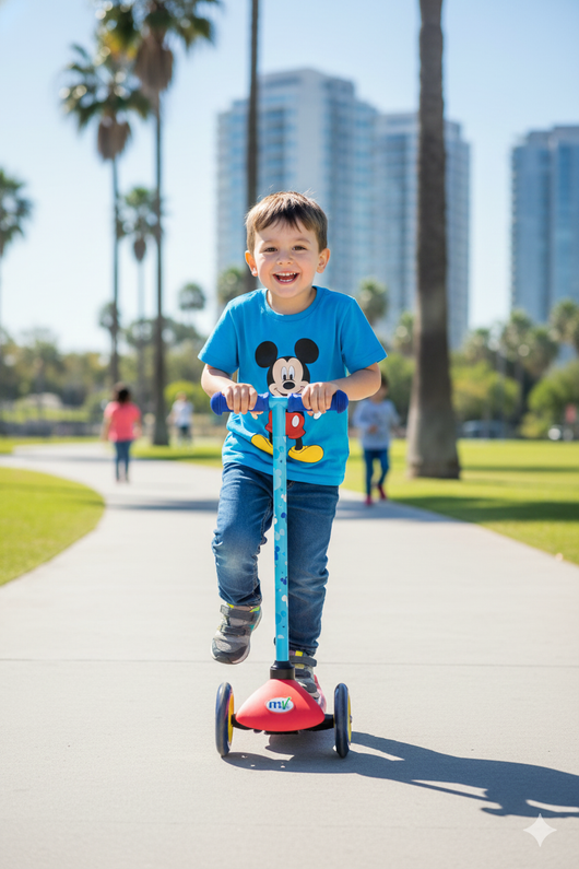 Monopattino Evolutivo a 3 Ruote con Cuscinetti ABEC-5 e Freno a Pedale Posteriore Disney Mickey Mouse Rosso