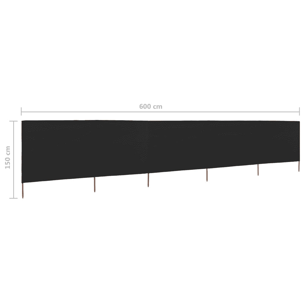 Paravento a 5 Pannelli in Tessuto 600x120 cm Nero CFW4362245