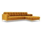 Cosmopolitan Design - Divano angolare destro "Bali" 5 posti in velluto giallo 