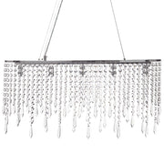 Lampadario in ferro argentato finitura cromo con cristalli illuminazione soggiorno sala da pranzo stile glamour