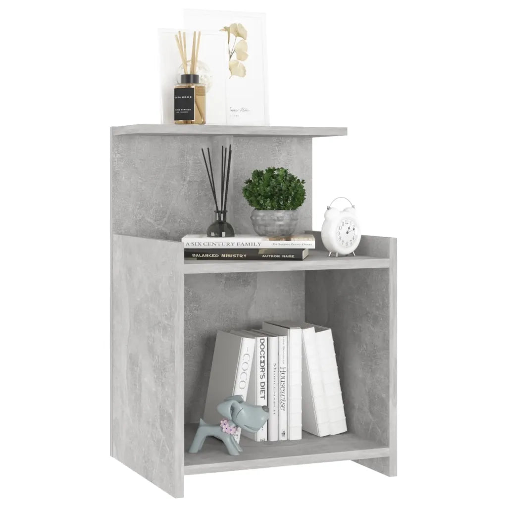 Set di 2 Comodini | Armadio da Notte | Mobiletto da notte Grigio Cemento 40x35x60 cm in Legno Multistrato