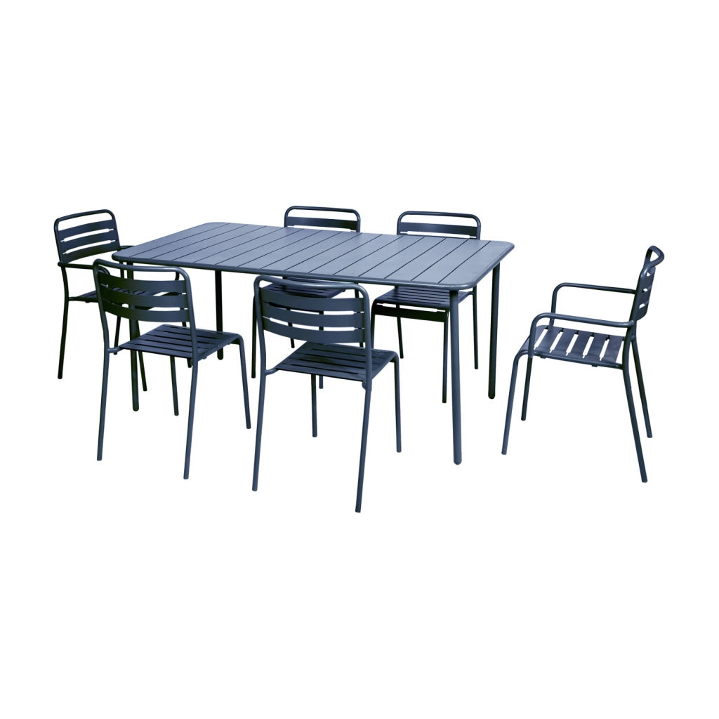 Tavolo da giardino bistrot in metallo 6-8 posti, 160cm, blu navy