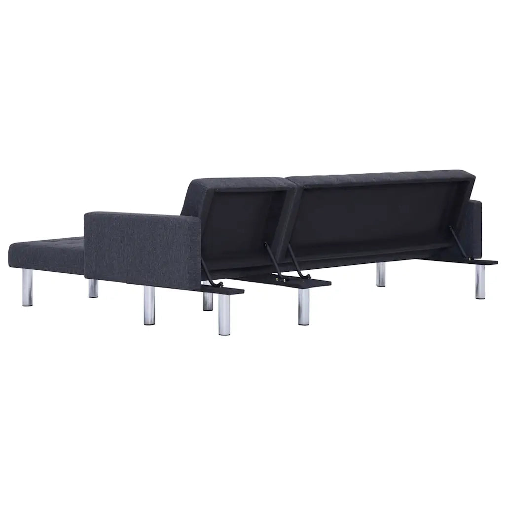 Divano letto | Sof¨¤ letto | Letto singolo a L grigio scuro in poliestere