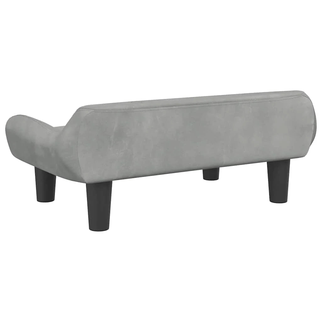 Cuccia per cani comoda cesta da divano colore chiaro 70 x 40 x 24 cm velluto grigio 02_0043102