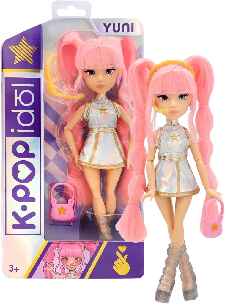 K-POP IDOL Bambola Yuni Bambole alla moda Stile K-Pop Moonlight, capelli rosa intrecciati. 3 accessori per creare outfit