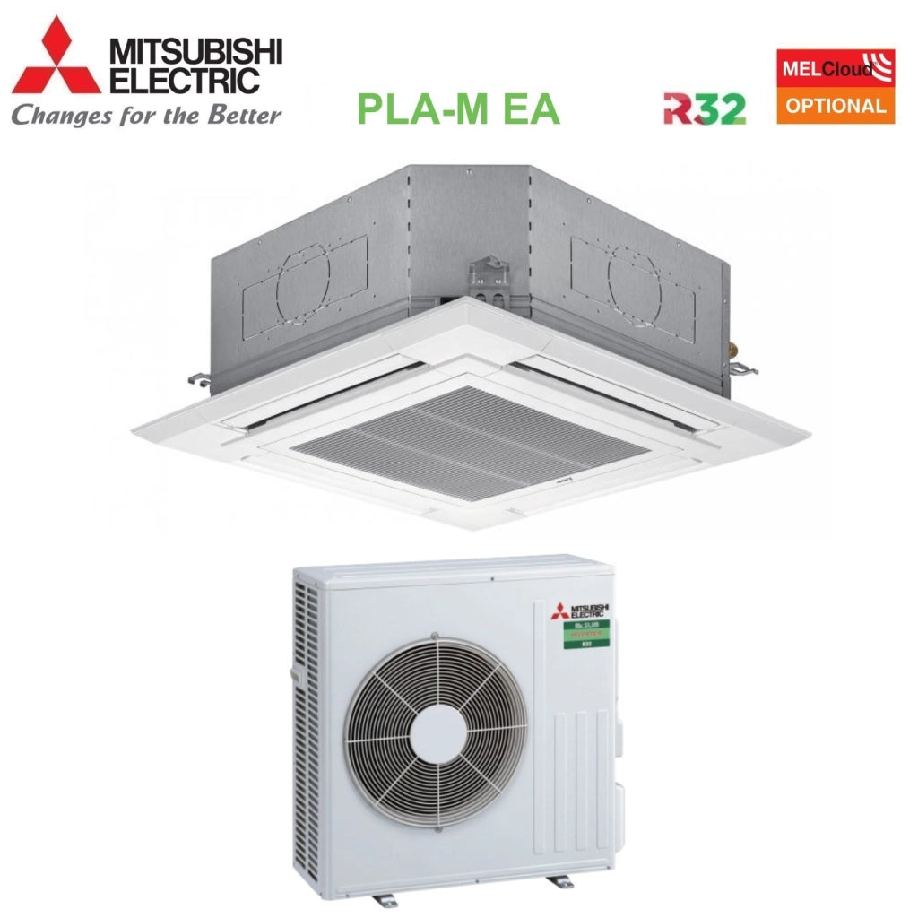 Climatizzatore Condizionatore Mitsubishi Electric Cassetta 90x90 a 4 Vie 24000 Btu PLA-M71EA + SUZ-M71VA R-32 Wi-Fi Optional con Griglia Inclusa