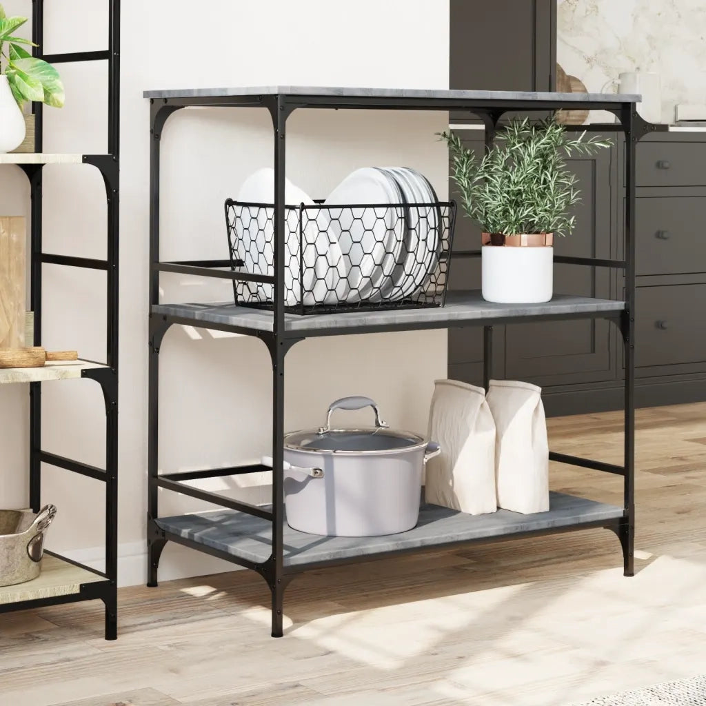 Carrello Cucina-Scaffale per Cucina Grigio Sonoma 100,5x50x105 cm Legno Multistrato